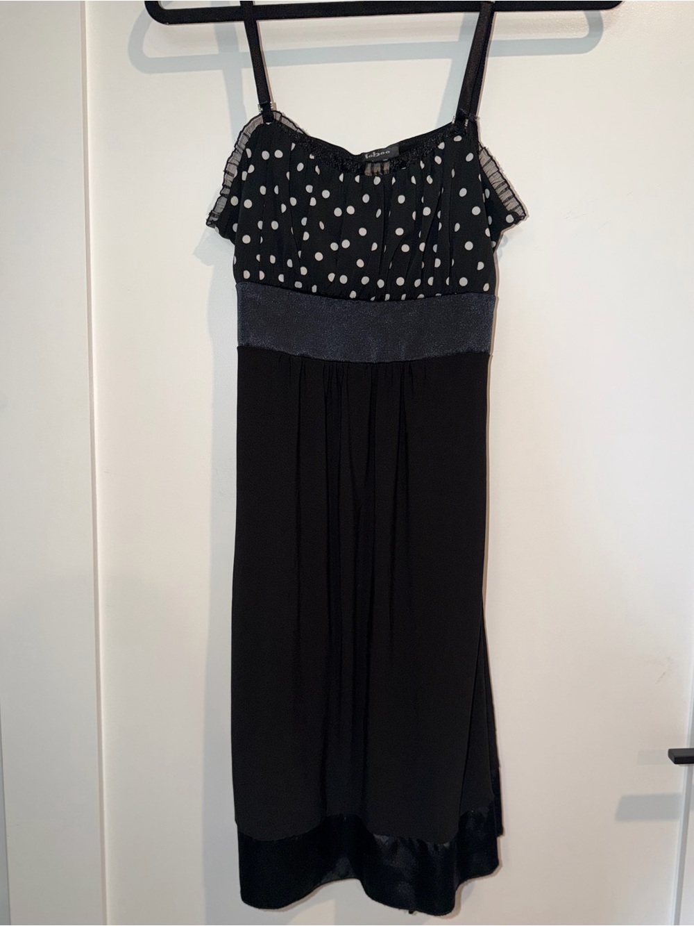 Y2K 90s Black Polka Dot Spaghetti Strap Dress by Taboo